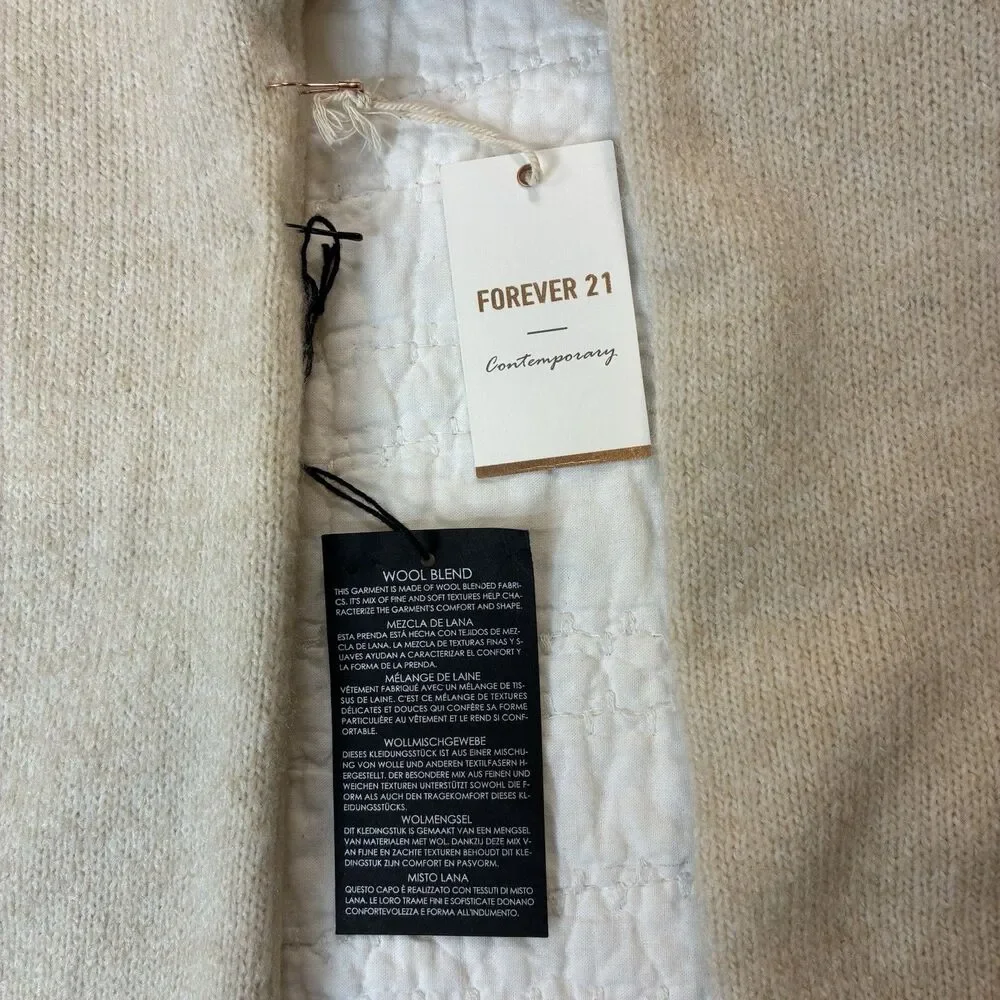 NWT Womens Long Cardigan Sweater Size M Beige Pockets Classic Relaxed Open Front